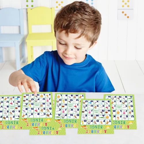Miniatura 5 de Fancy Land Juego de bingo del alfabeto, juego educativo de aprendizaje de letras para niños, escuela, aula, hogar, suministros para fiestas