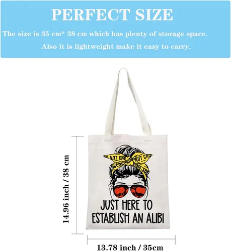 Miniatura 4 de GJTIM True Crime Gift Seriel Killer Gift Just Here to Establish and Alibi - Bolsa de maquillaje para fanáticos del programa de crimen Bolso beige