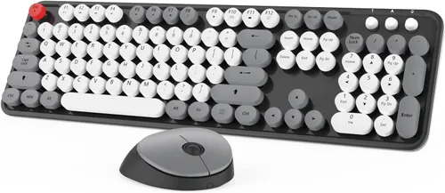 Miniatura 10 de Combo de teclado y mouse inalámbricos colorido - Teclado inalámbrico de 104 teclas con almohadilla numérica para PC Windows, portátil, laptop