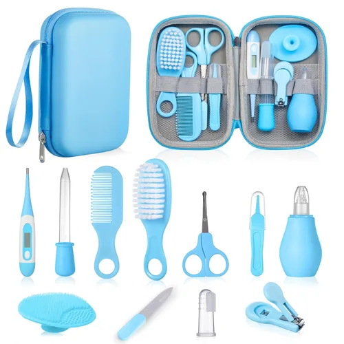Lictin - Kit de cuidado y salud para bebés, kit de cuidado de la salud de seguridad para recién nacidos con cepillo para el cabello, peine, Azul bebé