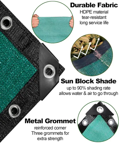 Miniatura 2 de Lona de malla resistente 90% verde de 3 x 6 pies para exteriores, con ojales, toldo para patio, jardín, invernadero, gallineros, plantas, verduras