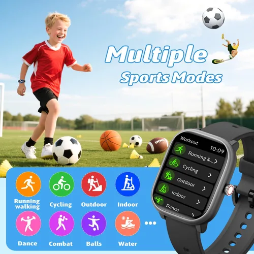 Miniatura 3 de Reloj inteligente para niños y niñas sin necesidad de APP/teléfono, reloj deportivo para niños de 1.8" IP68 resistente al agua, podómetro, monitor