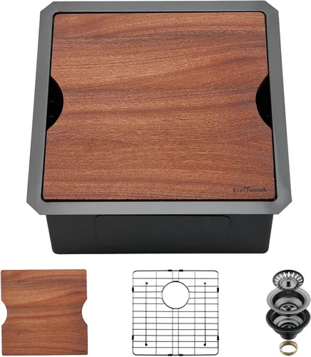 Miniatura 12 de Fregadero de cocina de montaje inferior, fregadero de cocina de 21 x 19 pulgadas, fregadero de cocina de acero inoxidable calibre 16, fregadero