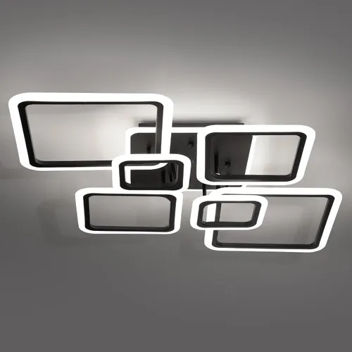 Miniatura 18 de Modernas luces LED de techo para dormitorio, 40.2 pulgadas, regulables, cuadradas, 6+1 anillos, luces de techo para sala de estar con control remoto