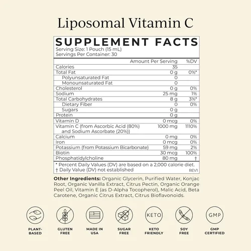Miniatura 4 de CYMBIOTIKA Paquetes individuales de vitamina C, suministro liposomal, suplemento para apoyo inmunológico, refuerzo de colágeno y envejecimiento