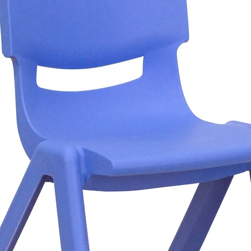 Miniatura 5 de Conjunto Flash Furniture de mesa resctangular y 6 sillas apilables, de plástico, con 6 sillas apilables para escuela, Acero, Azul