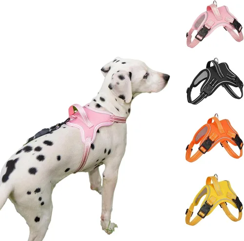 Miniatura 4 de Arnés para perro sin tirones, ajustable, reflectante, Oxford, para perros pequeños, medianos y grandes, entrenamiento de mascotas (negro, XS)
