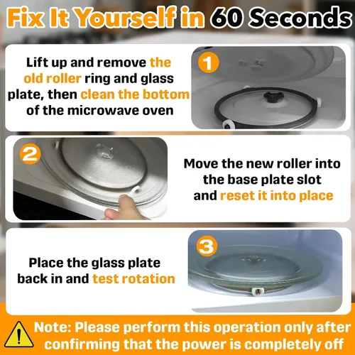Miniatura 5 de Paquete de 2 anillos de soporte para tocadiscos de microondas de 9.5 pulgadas, se adapta a bandeja de vidrio de 12.75 pulgadas, repuesto