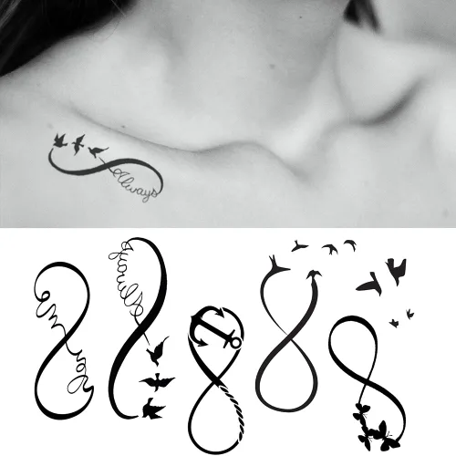 Miniatura 9 de Juego de 2 calcomanías de tatuaje temporal pequeñas, diseño de alas de corazón de ángel para mano, cuello, cara, muñeca, dedo, impermeable, falso