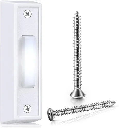 Miniatura 14 de Saillong 2 botones de timbre iluminados, botón pulsador de timbre con cable, timbre de repuesto montado en la pared de garaje con luz LED compatible