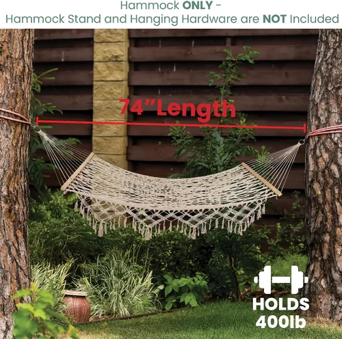 Miniatura 6 de Northlight Hamaca de cuerda de macramé de celosía blanca de 74" con barras de madera