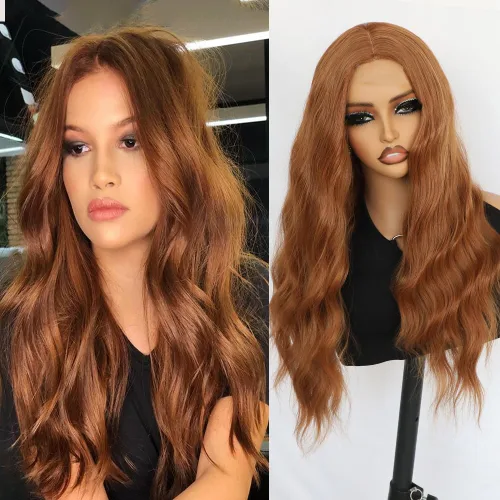 Miniatura 12 de Maycaur Pelucas de cabello sintético de color rubio con flequillo completo #613, color largo y liso, resistente al calor, pelucas sin encaje