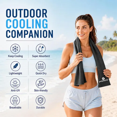 Miniatura 2 de YQXCC Paquete de 4 toallas refrescantes de 40 x 12 pulgadas, toallas de hielo frescas para cuello y cara, trapos de microfibra suaves y 4 gris oscuro