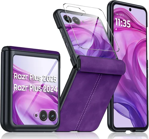 Miniatura 28 de para Samsung Galaxy Z Flip 7 Funda con protección de bisagras y protector de pantalla incorporado, funda de cuero mate de policarbonato ultradelgada