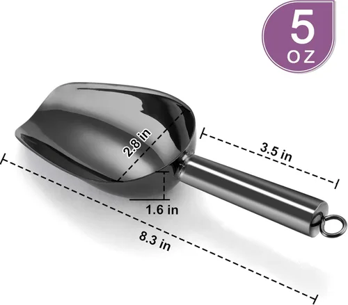 Miniatura 2 de P&P CHEF Cuchara pequeña para hielo, cuchara de harina de acero inoxidable de 6 onzas, para cocina, jardín, bar, boda, baño, resistente, no tóxica