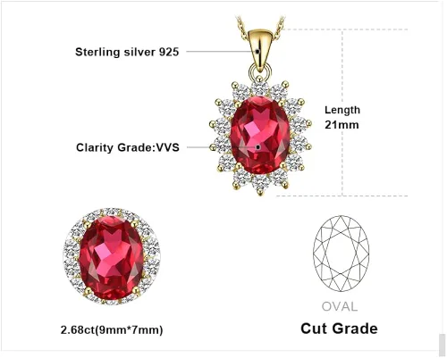 Miniatura 2 de JewelryPalace Princess Diana Kate Middleton Natural Amethyst Citrine Garnet Peridot Topaz Created Ruby Sapphire Simulated Emerald Pendant Necklace