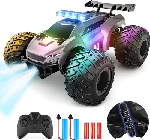 Coche de Control Remoto EpochAir - 20km/h 1:18 Coches RC de Alta Velocidad Todo Terreno con Luz Roja Trasera y Faros y Linternas, 2.4GHz Coche de