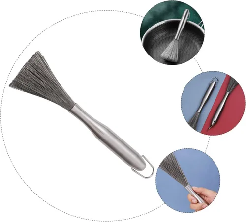 Miniatura 9 de Cepillo de limpieza de platos de acero inoxidable resistente para ollas y sartenes, cepillo de limpieza de cocina para lavavajillas, parrilla