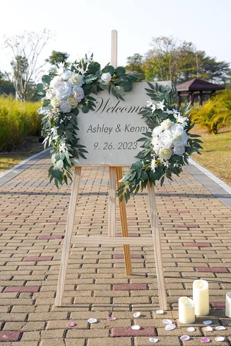 Miniatura 2 de ponatia Flores de Arco de Boda (Paquete de 2), Flores de Boda Artificiales Blancas para Decoraciones de Señales de Bienvenida de Boda y Flores