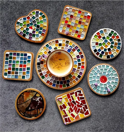 Miniatura 4 de 100 Piezas de Azulejos de Mosaico a Granel de Colores Surtidos, Azulejos de Vidrio Opaco para Manualidades de Mosaico DIY, Adornos para el Hogar