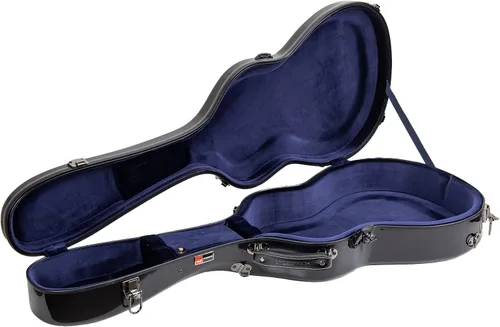 Miniatura 3 de Crossrock Funda de fibra de vidrio para guitarras acústicas 000/OM de 12 trastes, con compartimento para accesorios, correas de mochila, bloqueo