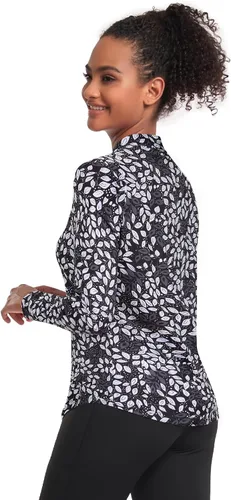 Miniatura 3 de Misyula - Camisetas de golf para mujer, con cremallera de 14, protección solar, secado rápido, tenis, correr, atletismo, entrenamiento