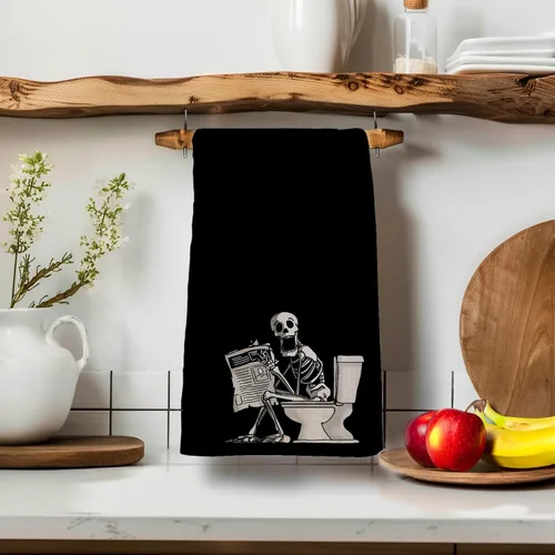 Miniatura 3 de Toallas de mano decorativas de esqueleto gótico para baño, regalos góticos para mujeres, decoración de baño de Halloween, divertidas toallas de mano