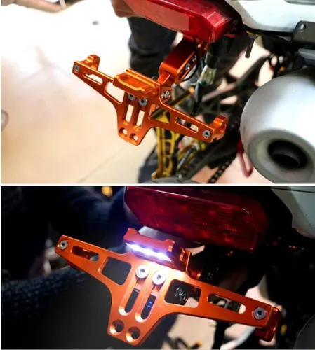 Miniatura 3 de Soporte universal para placa de matrícula de motocicleta, cola trasera, soporte para placa de matrícula, eliminador de guardabarros con luz LED