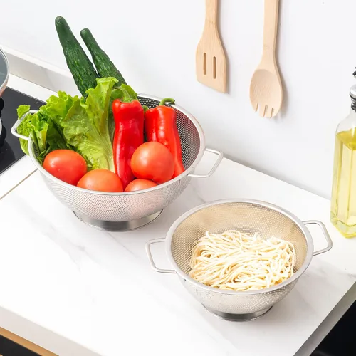 Miniatura 7 de Gulex Colador de acero inoxidable de 3 cuartos, colador para alimentos de cocina, apto para lavavajillas