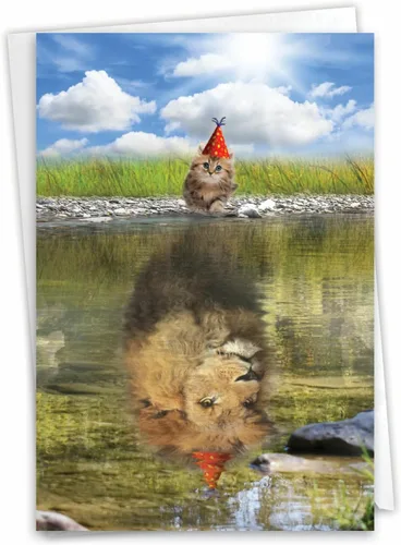 The Best Card Company - Tarjeta de felicitación de cumpleaños de 1 gato con sobre - Papelería de gatito lindo, tarjeta de felicitación de cumpleaños