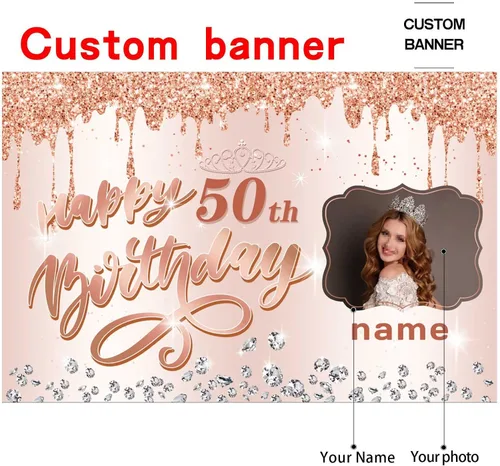 Miniatura 2 de Cartel decorativo personalizable de oro rosa con nombre y foto MGJB-NLK-50