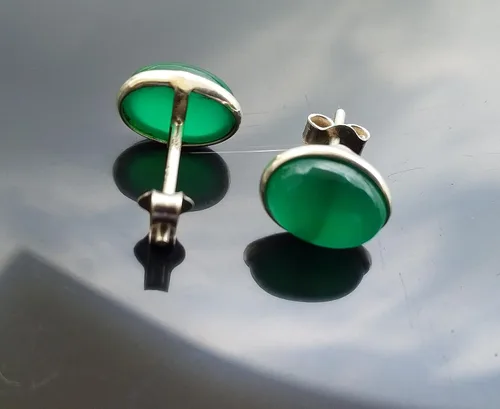 Miniatura 2 de Aretes de plata de ley 925 con piedra preciosa natural con espalda de fricción para mujeres, adolescentes y niñas, joyería colorida de piedra natal