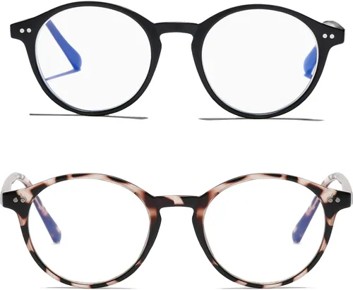 Miniatura 12 de HJSTES Gafas de Luz Azul Vintage para Mujeres y Hombres Redondas que Bloquean la Luz Azul con Marco Grueso TR90
