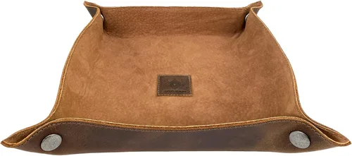 Miniatura 4 de Leather At Home, Catchall grande hecho a mano de cuero de grano completo, marrón bourbon