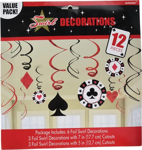 Miniatura 11 de Decoraciones de remolinos colgantes para fiestas occidentales, 5 y 7 pulgadas (paquete de 12) – Remolino rojo y azul con recortes de vaquero