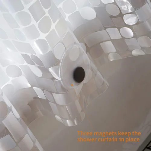 Miniatura 3 de WELTRXE - Cortina de ducha EVA impermeable, transparente de 8G, cortina de ducha de plástico resistente con imanes para cabina de ducha en el baño
