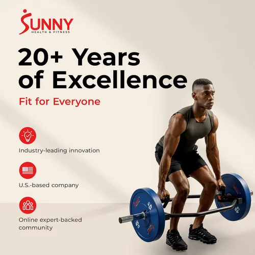 Miniatura 8 de Sunny Health & Fitness - Barra de mancuerna hexagonal olímpica para entrenamiento de fuerza, alta capacidad de carga, asas giratorias, clips
