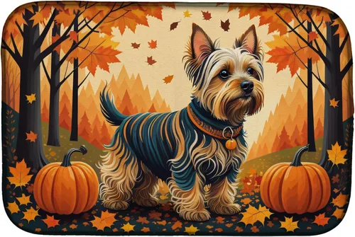 Miniatura 51 de Caroline's Treasures DAC1042DDM Tapete de secado de platos de otoño con perro salchicha absorbente para secar platos para encimera de cocina, tapete