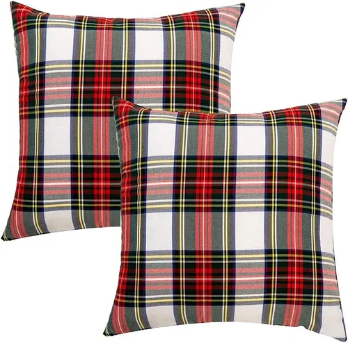 Miniatura 11 de Paquete de 2 fundas de almohada de cuadros rojos para decoración navideña, fundas de almohada a cuadros de búfalo, fundas de almohada de tartán
