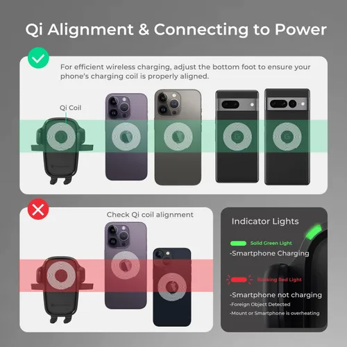 Miniatura 4 de iOttie Cargador de Coche Easy One Touch Inalámbrico 2 Qi Soporte de Tablero para iPhone, Samsung Galaxy, Huawei, LG, Smartphones