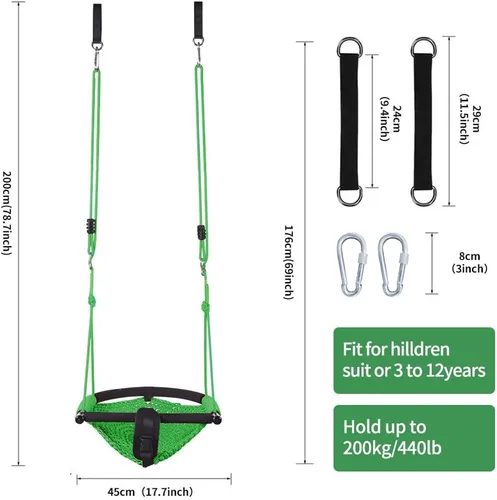Miniatura 4 de Columpio 2 en 1 para niños pequeños. Asiento de columpio para niños con cuerdas ajustables, para niños, juego de columpios seguros para niños
