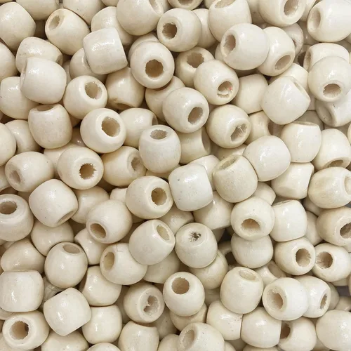 Miniatura 5 de 500 cuentas negras de madera de agujero grande para manualidades y macramé de 0.472 in x 0.433 in, cuentas de pelo con agujero grande de 0.157 in