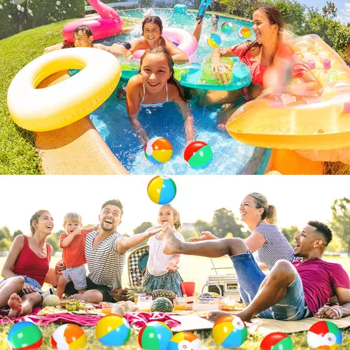 Miniatura 7 de Honoson Paquete de 50 mini bolas de playa para niños de 5 pulgadas, pequeñas bolas de playa inflables a granel para la piscina, regalos de fiesta