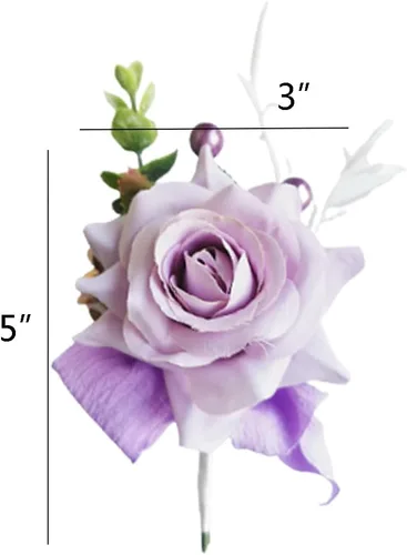 Miniatura 7 de Wrist Corsage and Boutonniere Set for Bride Groom Bridesmaids Groomsmen Wedding Homecoming Flowers Prom Suit Accessories, Rose Boutonniere and