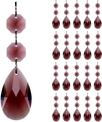 Miniatura 15 de 20 piezas de 1.496 pulgadas (1.496 in) con forma de lágrima, cristales de repuesto para atrapasoles de cristal conectados, cuentas octágonas, adorno
