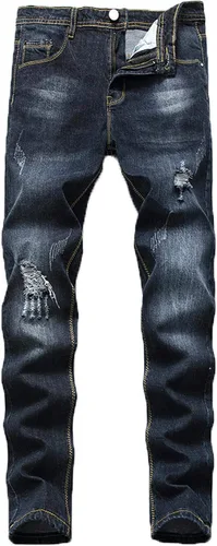 Vaqueros de motociclista ajustados para hombre estilo vintage color gris lavado