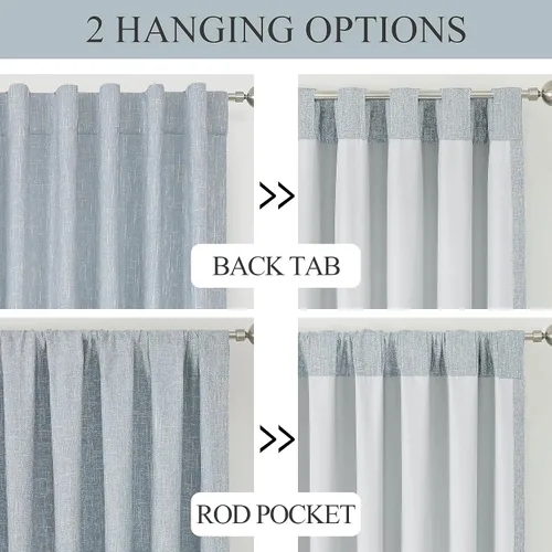 Miniatura 5 de Vision Home Cortinas opacas de color azul cambray de 63 pulgadas para dormitorio, aislamiento térmico, oscurecimiento de la habitación, juego