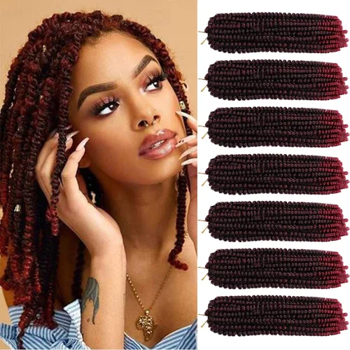 Miniatura 68 de Paquete de 2 cabello para trenzas en espiral de 8 pulgadas, cabello Spring Twist para rastas falsas, rastas de mariposa, cabello para trenzas, fibra