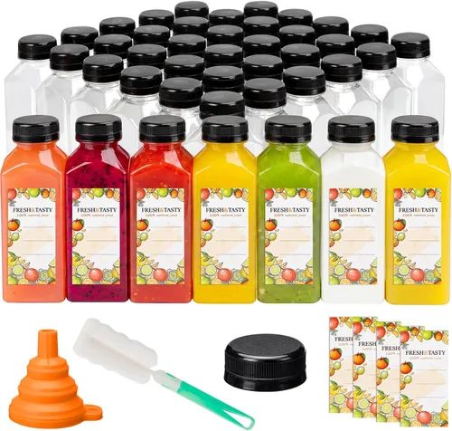 Miniatura 10 de TOMNK 45pcs 2oz Plastic Shot Juice Bottles with Caps, Ginger Shot Bottles, Reusable Clear Bulk Beverage Containers for Ginger Shot, Juice, Milk, and