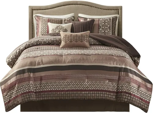 Miniatura 15 de Madison Park Bellagio - Juego de edredón acogedor, lujoso diseño tradicional de damasco jaquard, ropa de cama alternativa para todas las estaciones